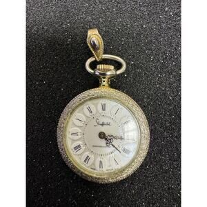 Sheffield Saxony Watch Co. Swiss Base Metal Shock Resistant Pocket Watch Pendant